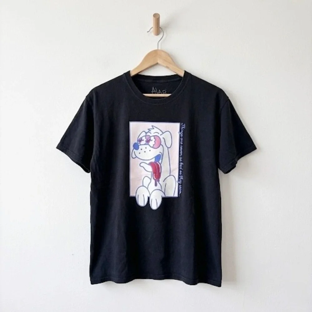 A Lab Mens Graphic T-Shirt Black Dog Humor Things Are Never As Bad Large Ratfink
